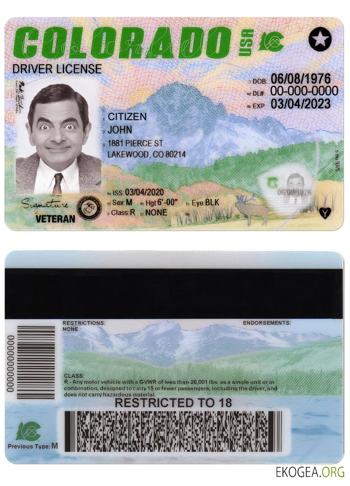 USA COLORADO new driving license